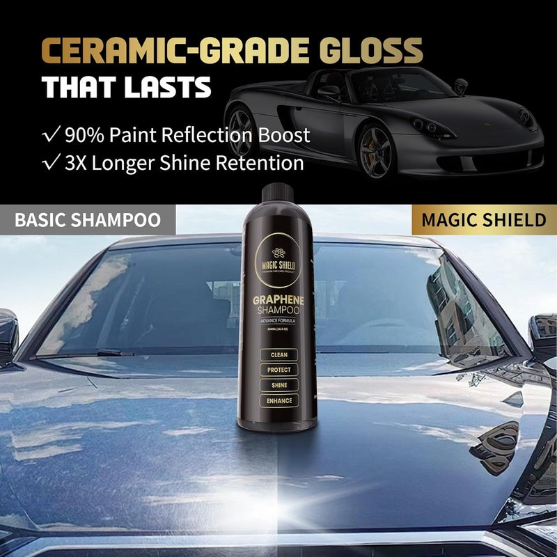 Magic Shield Graphene Shampoo – pH Neutral Car Wash | Advanced Hydrophobic & SiO2 Protection | Deep Cleans & Enhances Shine | Safe for Ceramic Coatings & All Paint Types – 16oz - Image 3